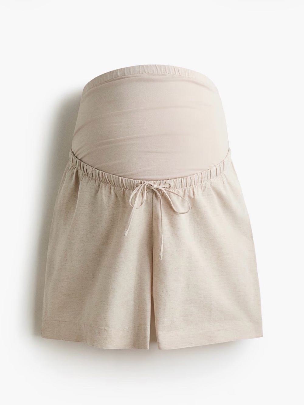 H&M Mama Drawstring Linen Blend Shorts - Light Beige - Maternity - Small